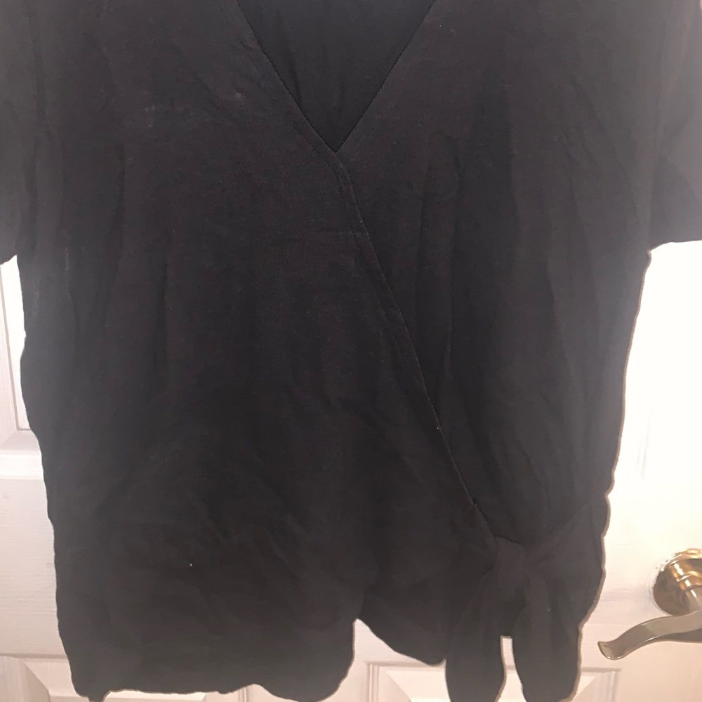 Black knit wrap top